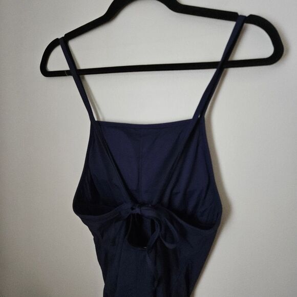 Andie Swim One Piece Bathing Suit LT Paloma Navy Tall Tie Back Neutral Vacation - Picture 7 of 14